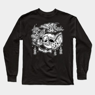 Bat Skull b/w Long Sleeve T-Shirt